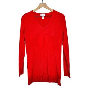 D&Co QVC red acyclic v-neck sweater size XS